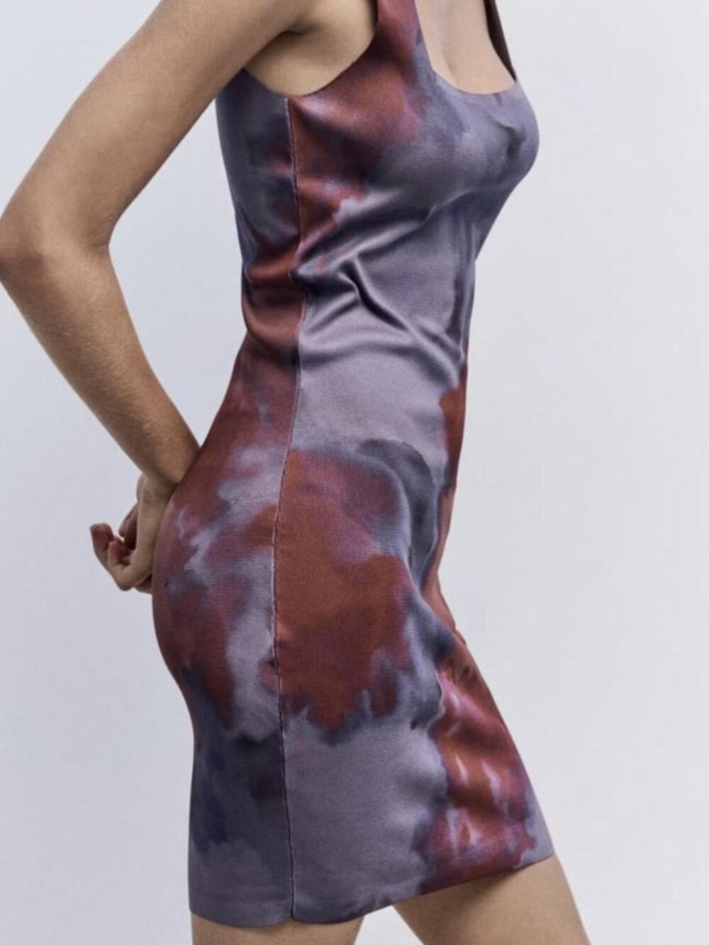 Zara short fitted knit dress with tie-dye print Size M BRAND NEW